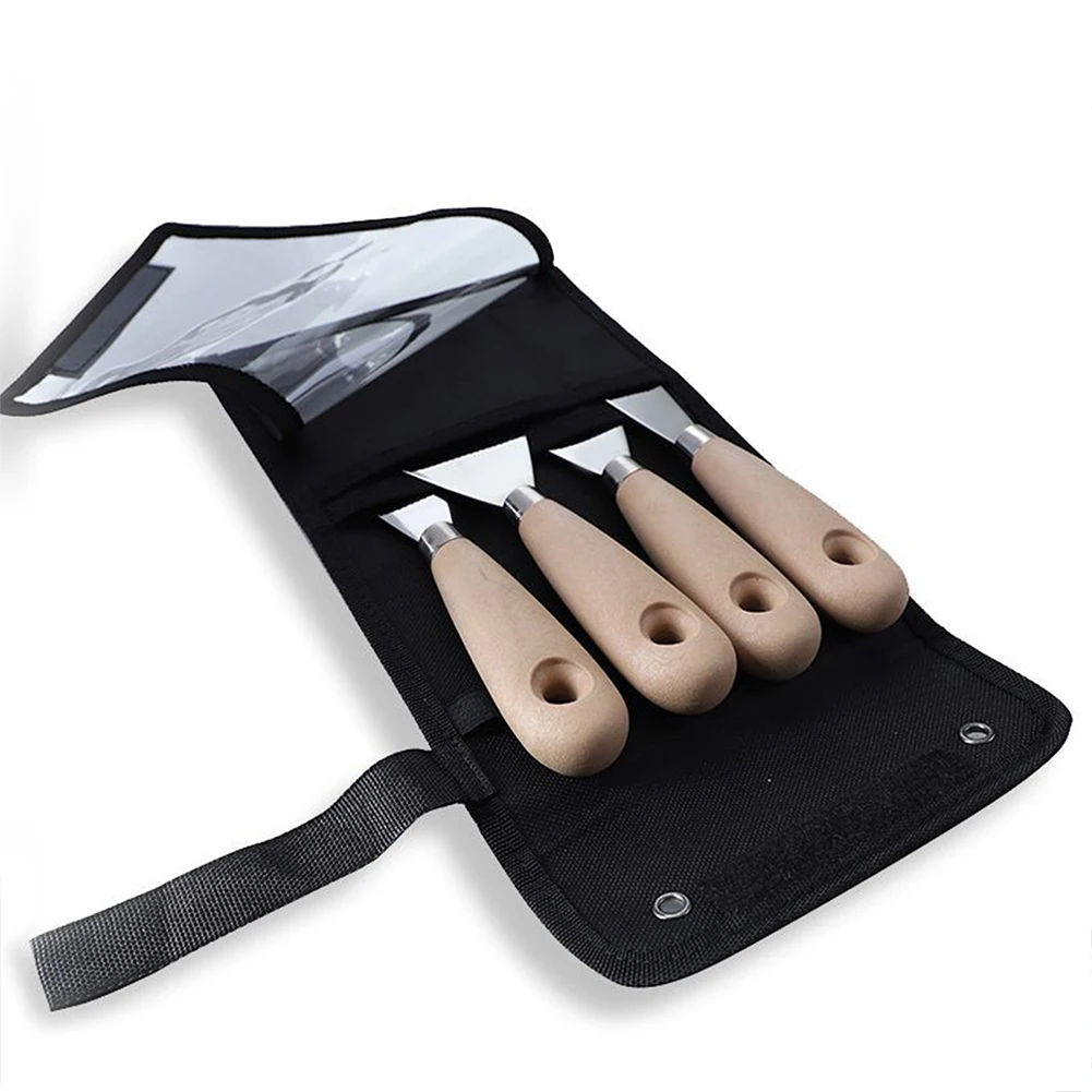

4pcs/set Cleaning Scraper Thickened DIY Wall Construction Tools Blade Plastering Putty Shovel Wooden Handle Stainless Steel