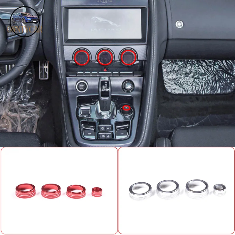 

For Jaguar F-TYPE 13-2022 Aluminum Alloy Silver Car Air Condition Knob Audio Volume Control Button Circle Trim Cover Accessories