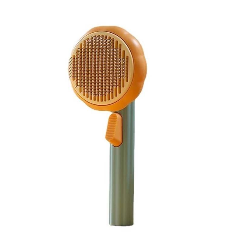 

1Pc Pumpkin Self Cleaning Slicker Comb for Dog Cat Puppy Rabbit Grooming Brush Tool Gently Removes Loose Undercoat Tangled Hair