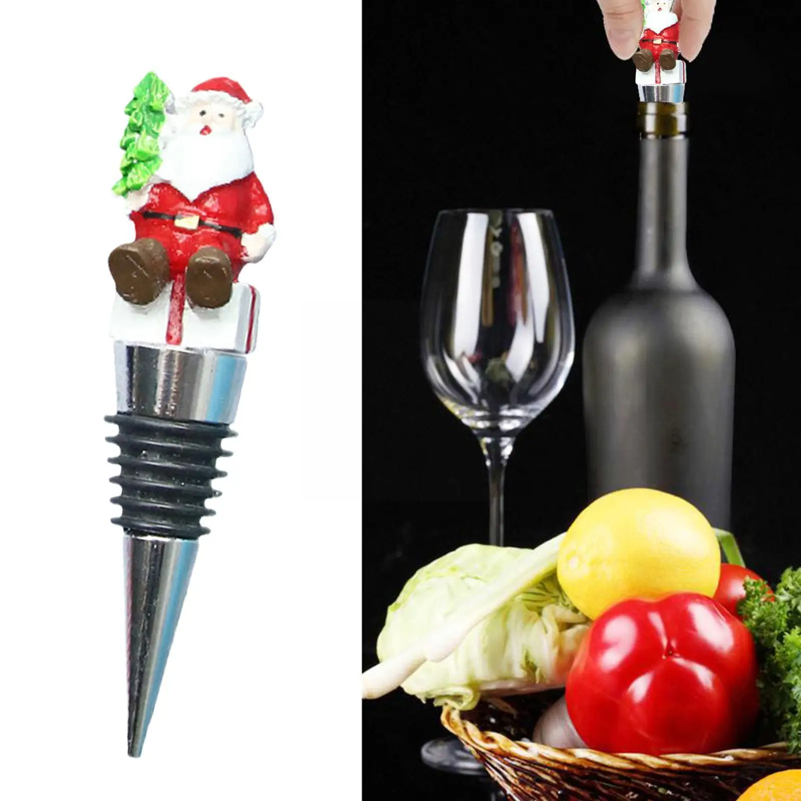 

Christmas Series Santa Claus Wine Bottle Stopper Party Christmas Bar -keeping Wine Stopper Decor Champagne Gift Sealed O4v8