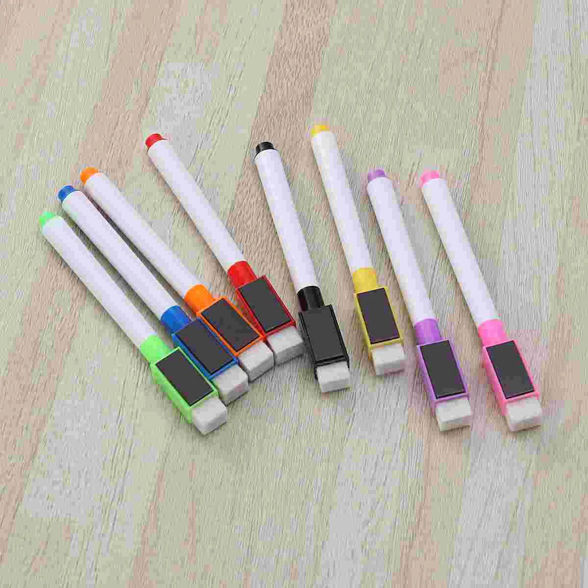 

8 шт. Магнитная цветная ручка для белой доски, черный, белый цвет, встроенный ластик, школьные принадлежности, детская ручка для рисования (ро...