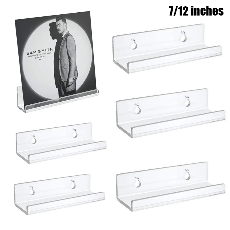 1PCS Transparent Acrylic Record Shelf Stand Wall Mounted Record Holder For Vinyl Album Display Storage Rack