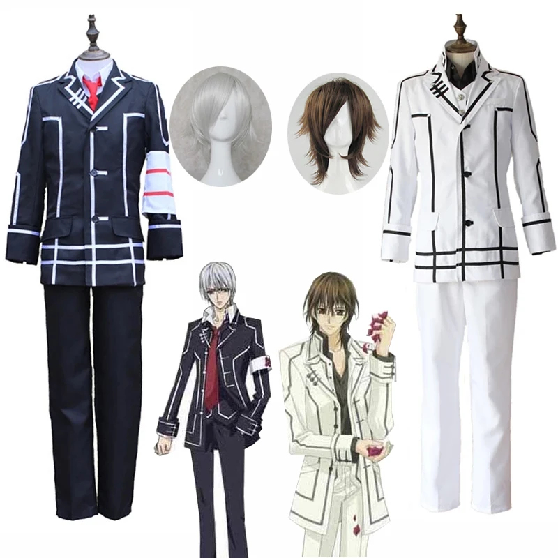 

Anime Vampire Knight Clan Kaname Kiryu Zero Cosplay Costumes Jacket Vest Pants School Uniform Full Set For Men Boys Clothes Wigs