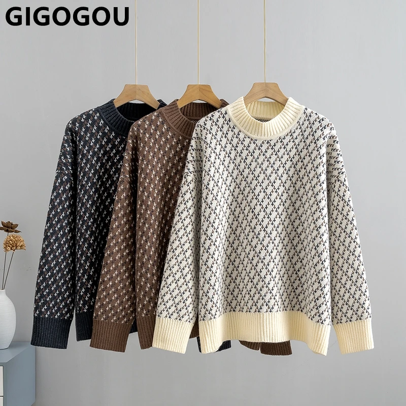 GIGOGOU/Высококачественный кашемировый Женский пуловер вязаный толстый шерстяной