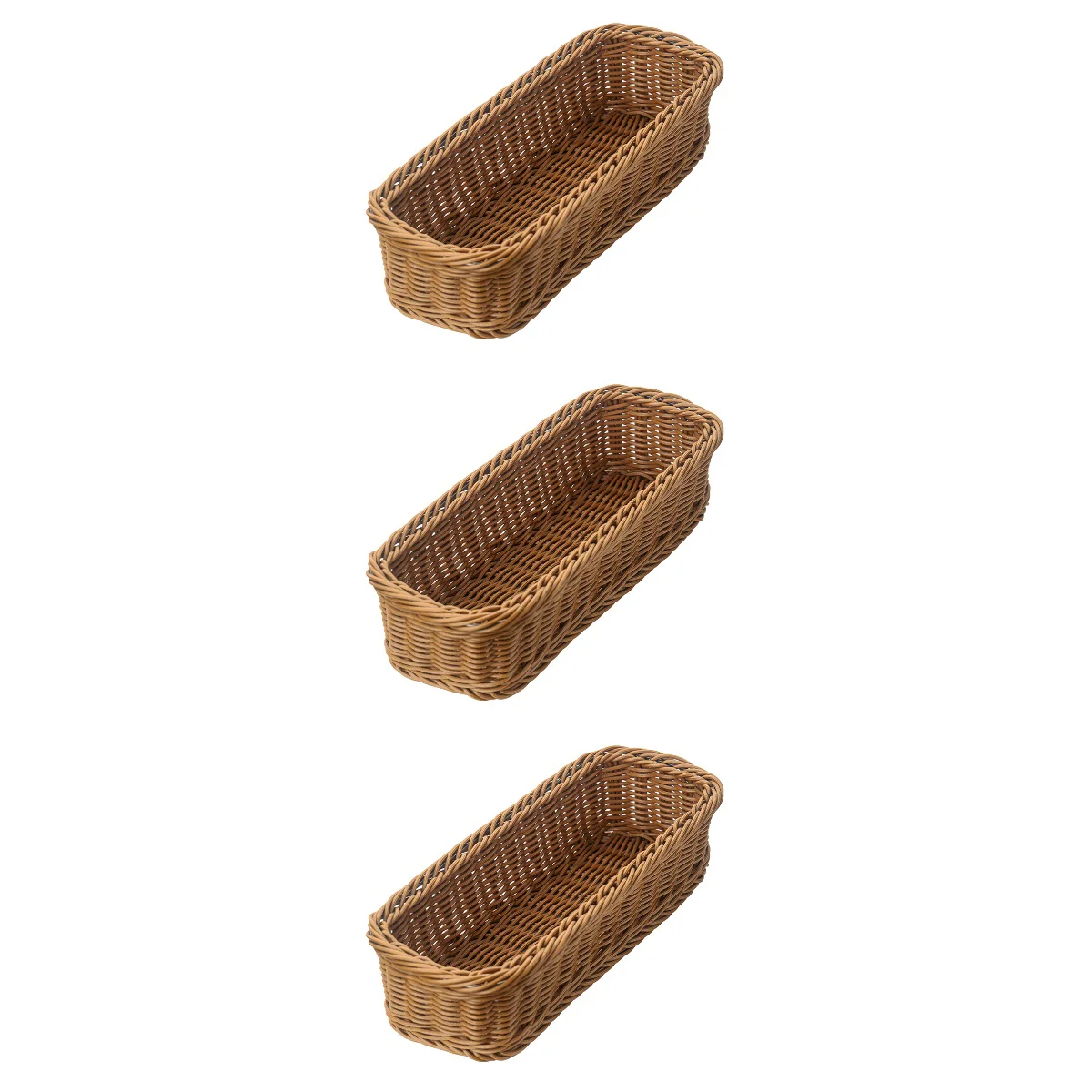 

3pcs Imitation Rattan Weaving Basket Cutlery Storage Basket Flatware Container