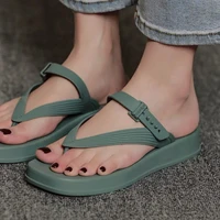 new thick bottom women summer slippers cross wedge casual open toe sandals bathroom ladies flip flops beach shoes buckle sandals