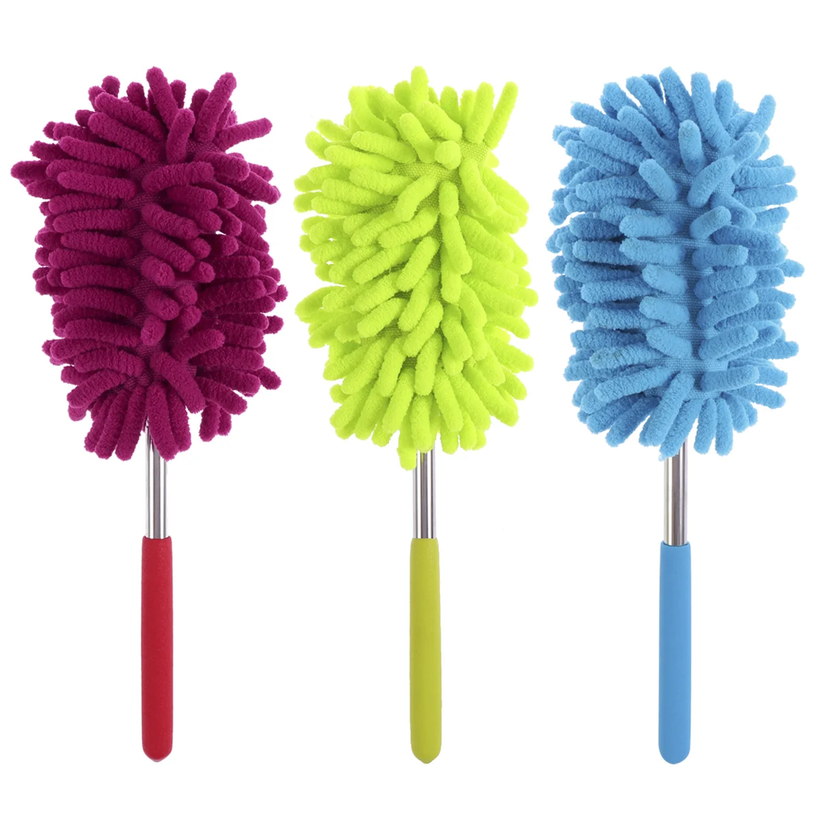 

3pcs Telescoping Microfiber Hand Dusters Anti-Static Chenille Dusting Brush with Extendable Pole for Car Kitchen House Cleaning