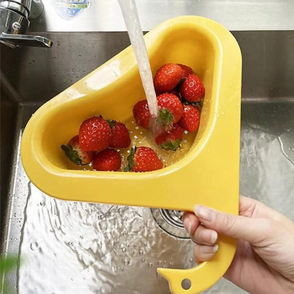 

1pcs Fruit Drainer Basket Yellow/blue/ Green/ OrangeKitchen Sink Strainer Drain Vegetable Fruit Drainer Basket Suction Cup Rack