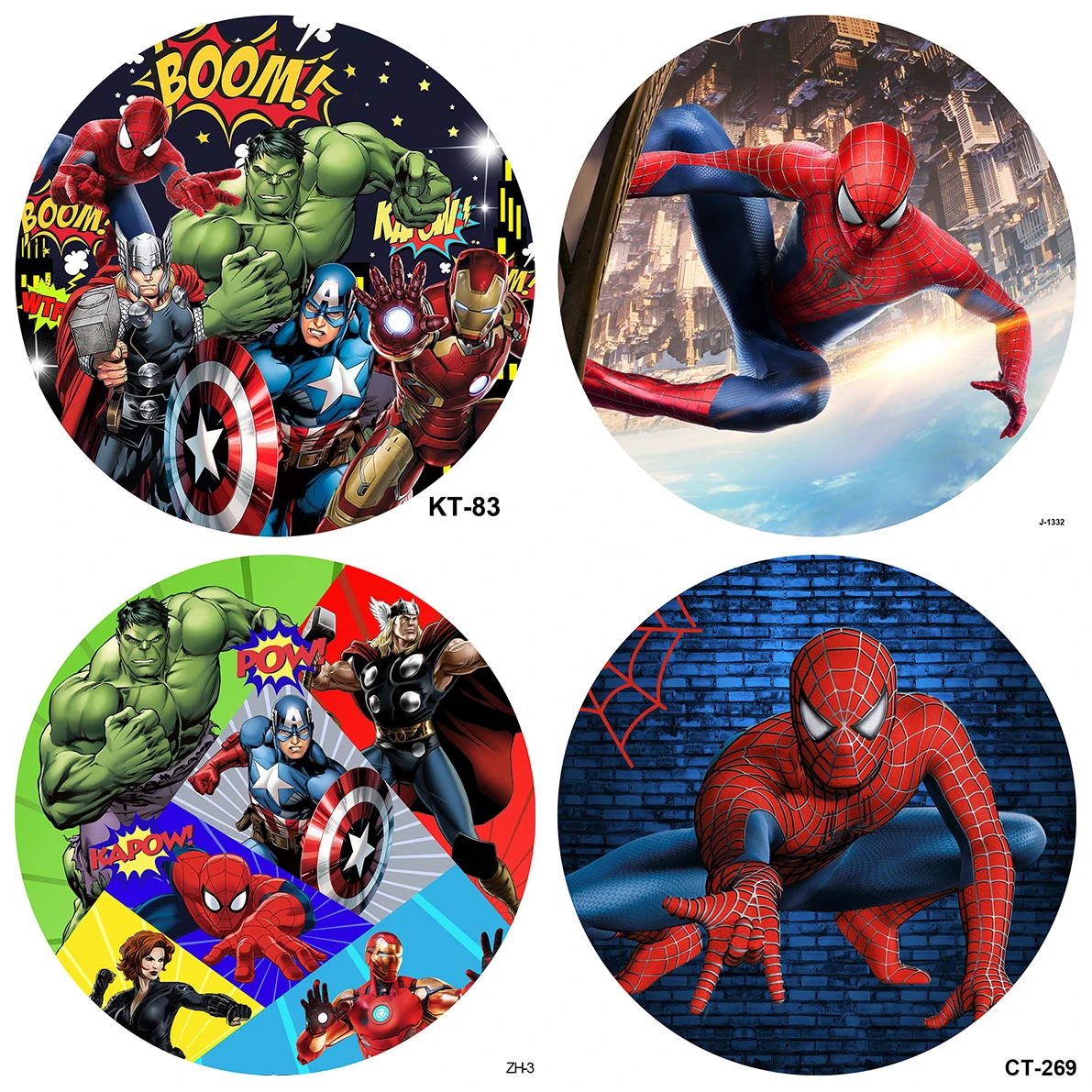 The Avengers Superhero Spiderman Round Background for Boys Birthday Party Studio Booth Props Circle Backdrop Covers Elastic