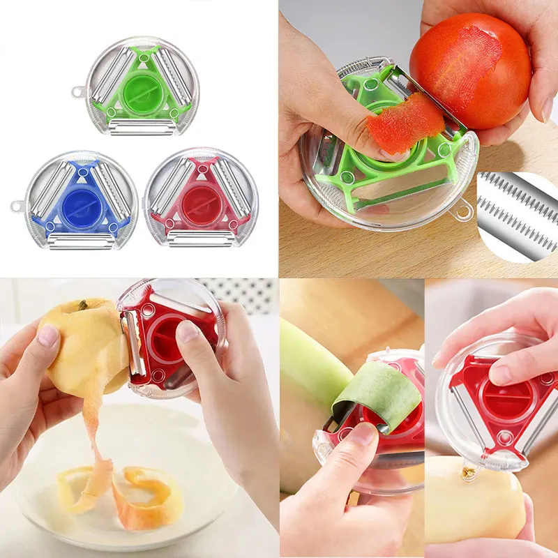 3 in 1 Magic Trio Peeler Set Slicer Stainless Steel Peeler Shredder Julienne Cutter Multi Peel Blade Zesters Grater Kitchen Tool