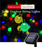 30 leds solar string lights outdoor crystal globe light with 8 modes waterproof solar powered patio light for garden party decor
