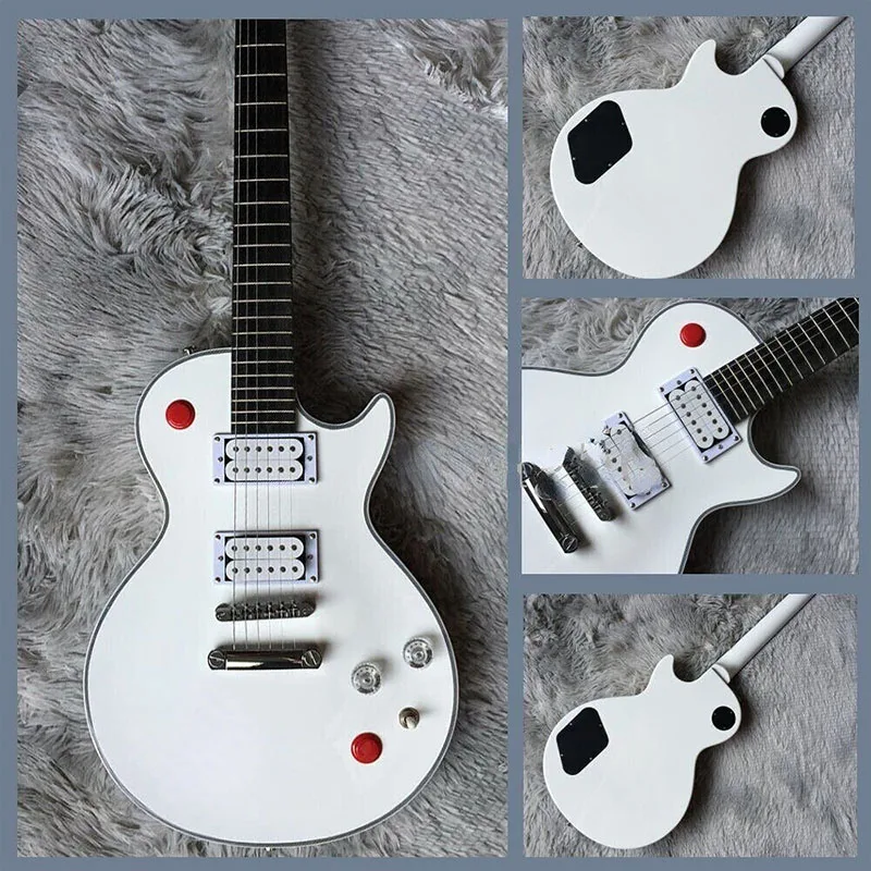 

Custom Electric Guitar White Color 6 String HH Pickups Bridge No Inlay