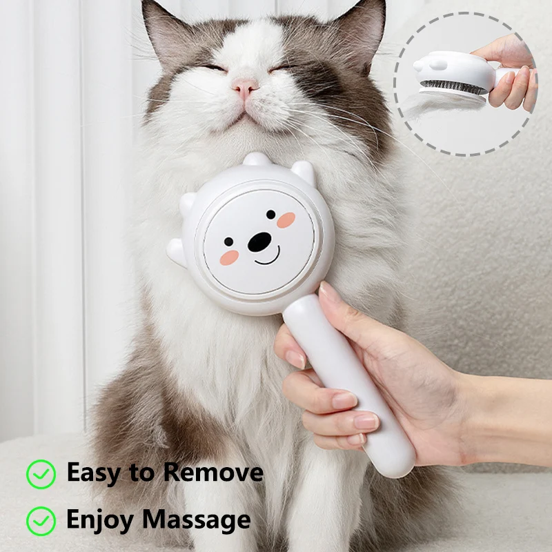 

Милая Расческа для домашних животных, самоочищающаяся щетка для ухода за волосами, удаление шерсти кошек, удаление шерсти, дематирование, к...