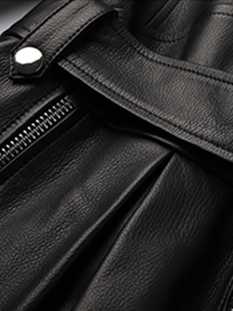 Lautaro весна осень крутая черная кожаная куртка женская в стиле панк с множеством