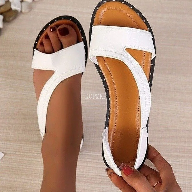 

New Brand Women Slipper Summer Outdoor Sandal Slip on Flip Flop Ladies Flat Heels Slides Elegant Women Shoes Sandalias De Tacon