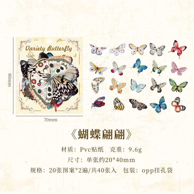 

Водостойкие наклейки с бабочками 40 шт