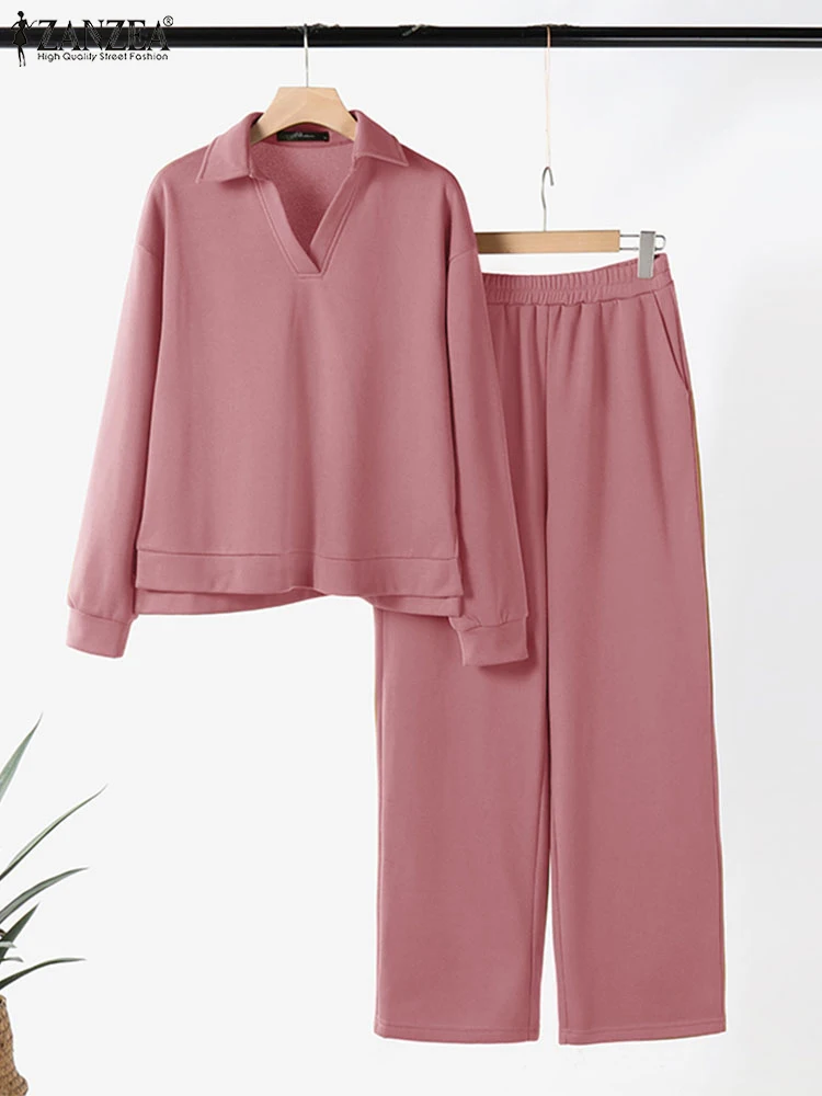2024 ZANZEA осенний женский костюм-свитшот комплект из 2 предметов наряд повседневные