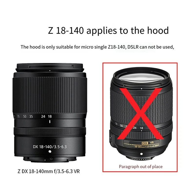 Бленда объектива HB101 для Nikon Z DX 18-140 мм F/3 5-6 3 VR F3.5-6.3 беззеркальная
