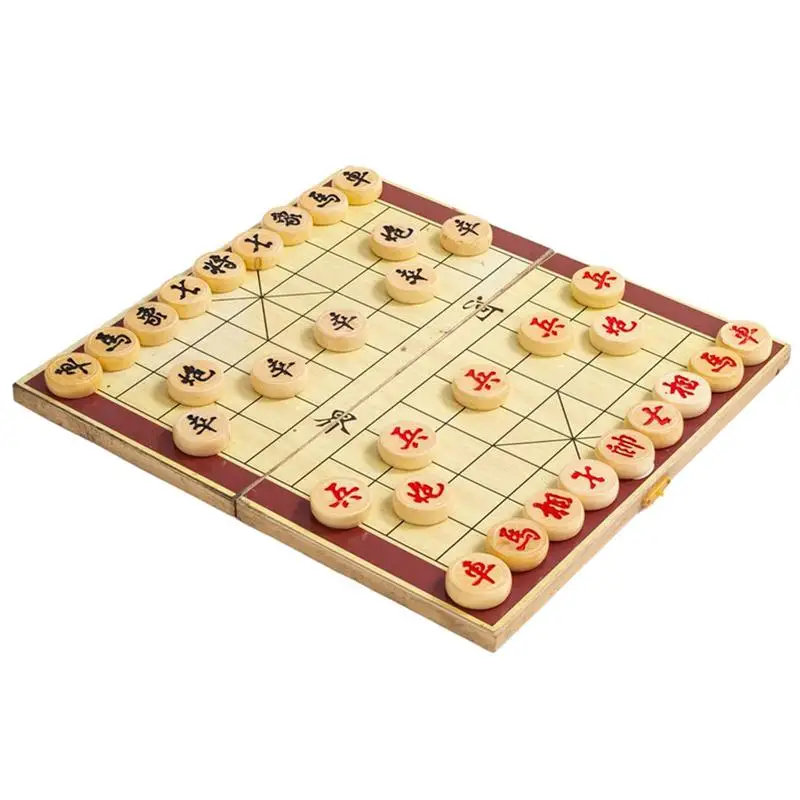 

Chinese Chess Foldable Wooden Beginner Chess Set For Kids Travel Chinese Chess Set Compact Folding Board Game Set For Chess