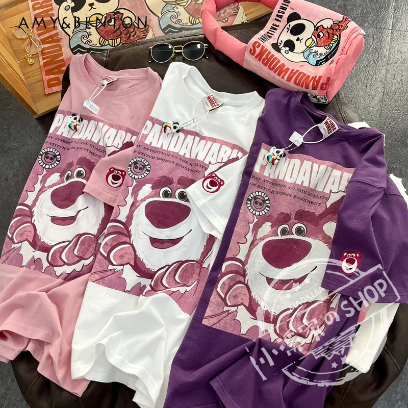 

Summer Casual Versatile Embroidered Printed T-shirt Slimming Youthful-Looking Loose Cotton Half Sleeves Top Shirt Women Clothing