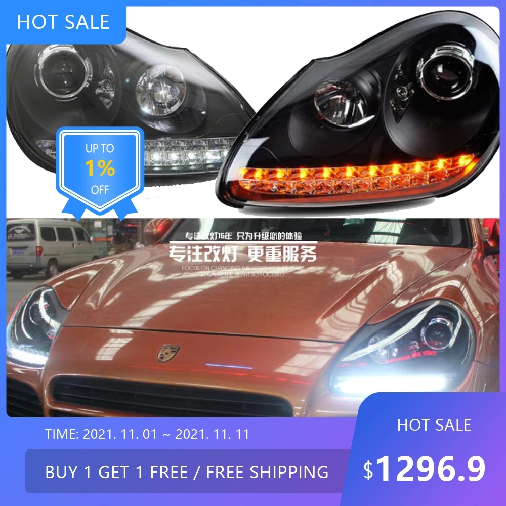 Фото Автомобильные фары и противотуманные фары LED/HID для Porsche Cayenne 2004-2008 годов, аксессуары для авто. №1