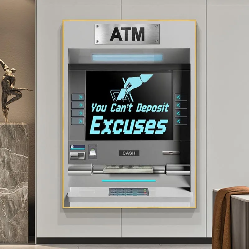 

You Can't Deposit Excuses ATM Posters and Prints Motivational Wall Art Canvas Painting Modern Picture for Living Room Home Decor