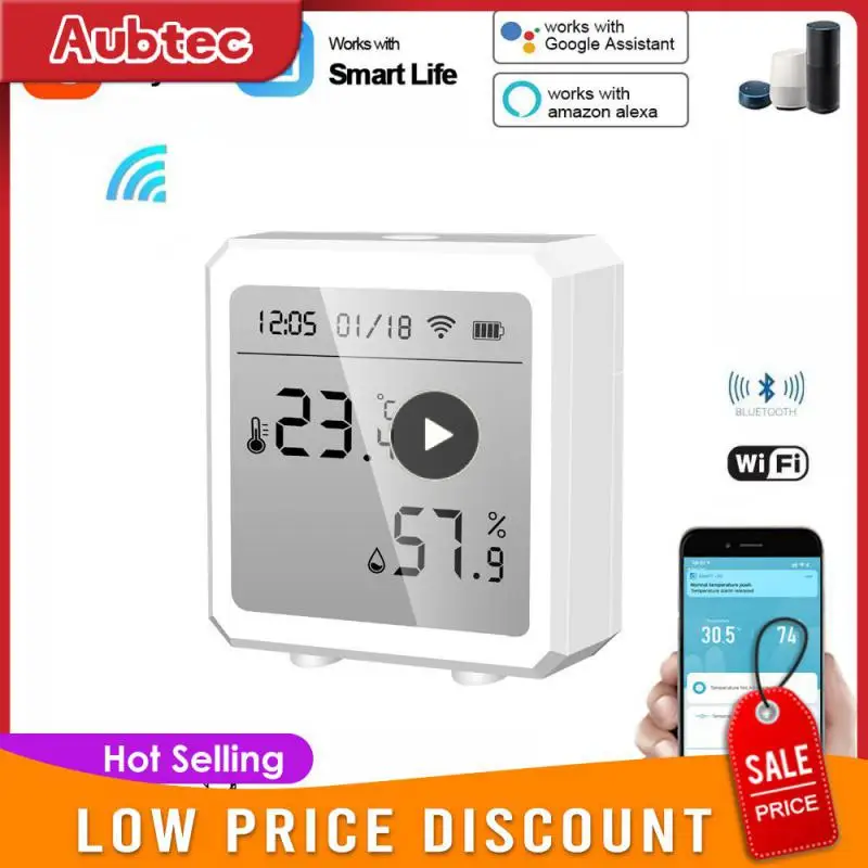 

Wireless Thermometer Detector Long Battery Life Smart Life Wifi Hygrometer Works With Amazon Alexa Voice Control