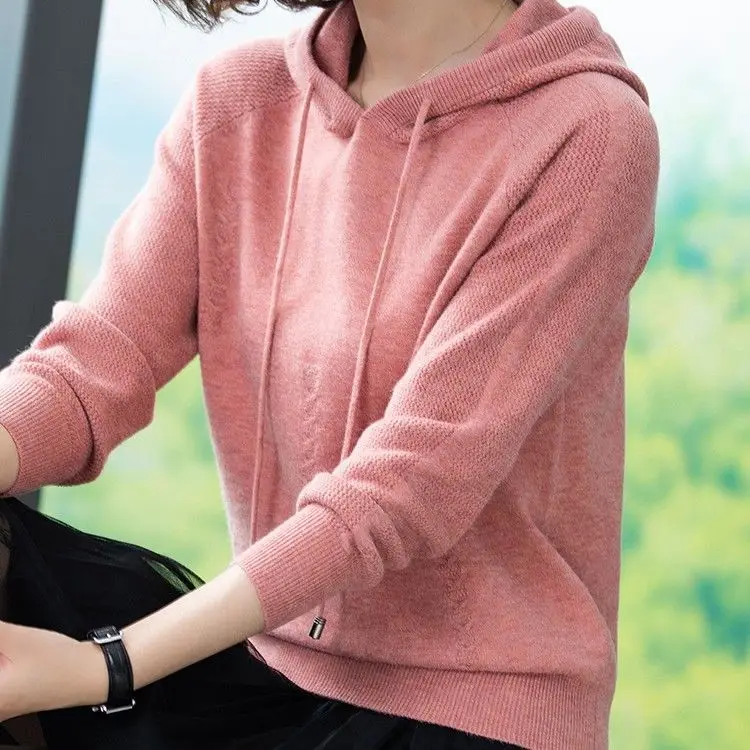 

Женский свитер с капюшоном, теплый мягкий вязаный пуловер с капюшоном, джемпер для осени и зимы, T225, 2022