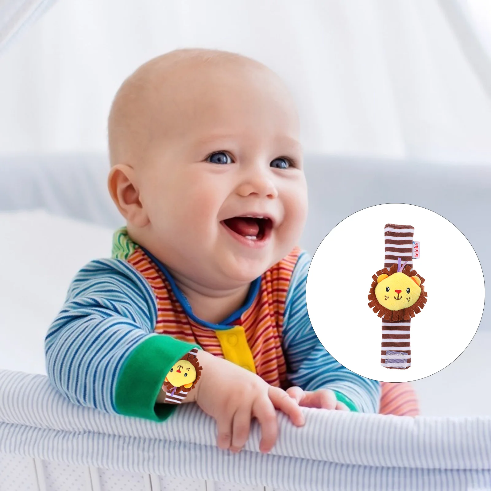 Плюшевые носки на запястье развивающие игрушки колокольчики животные для