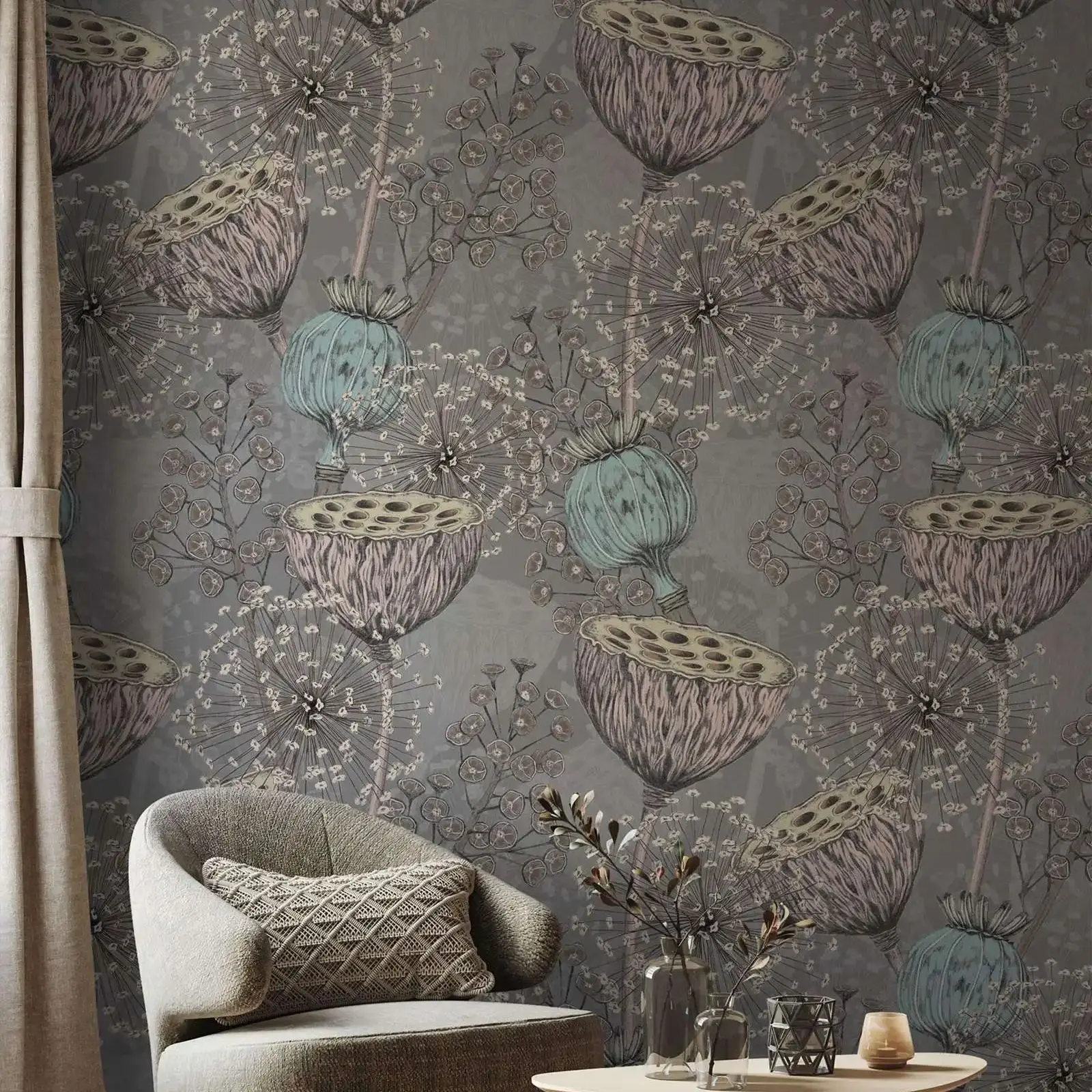 Темные ботанические обои Pixel&Wall