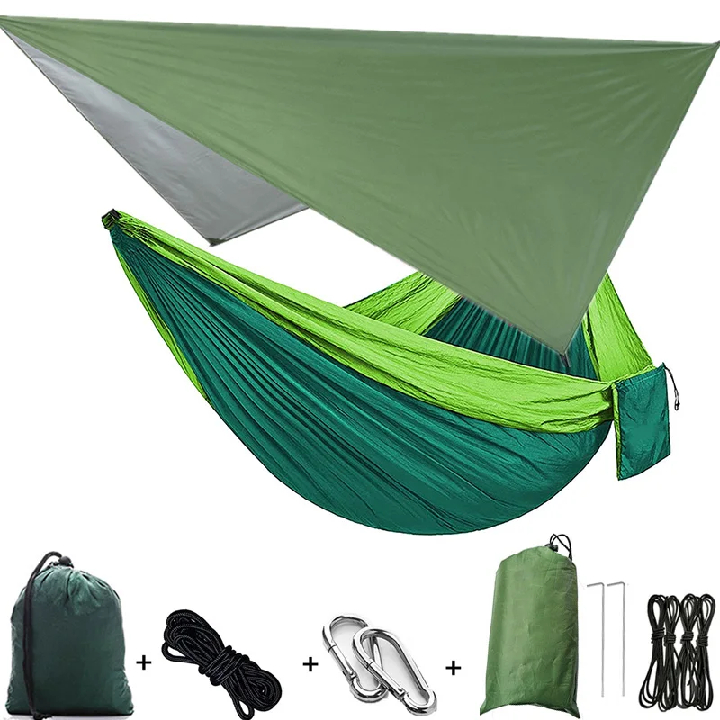 

Camping Hammock and Waterproof Rainfly Portable Durable Parachute Nylon Hammocks