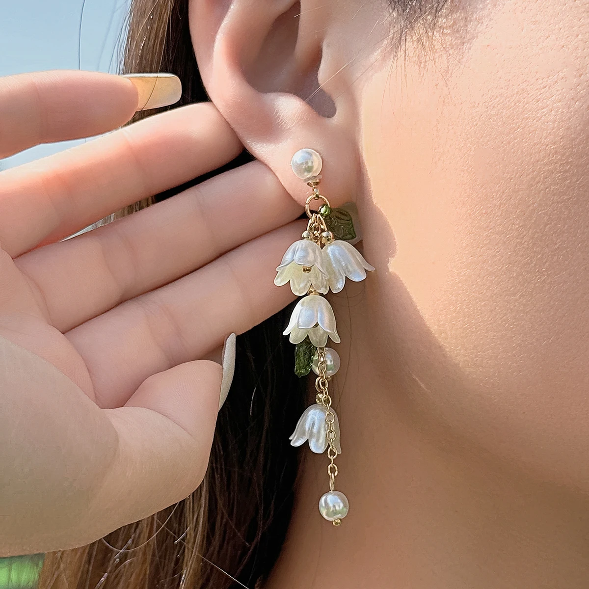 

PuRui Romantic Flower Pendant Earrings Women Trendy Jewelry 2023 Imitation Pearl Temperament Drop Earrings Wedding Party Gifts