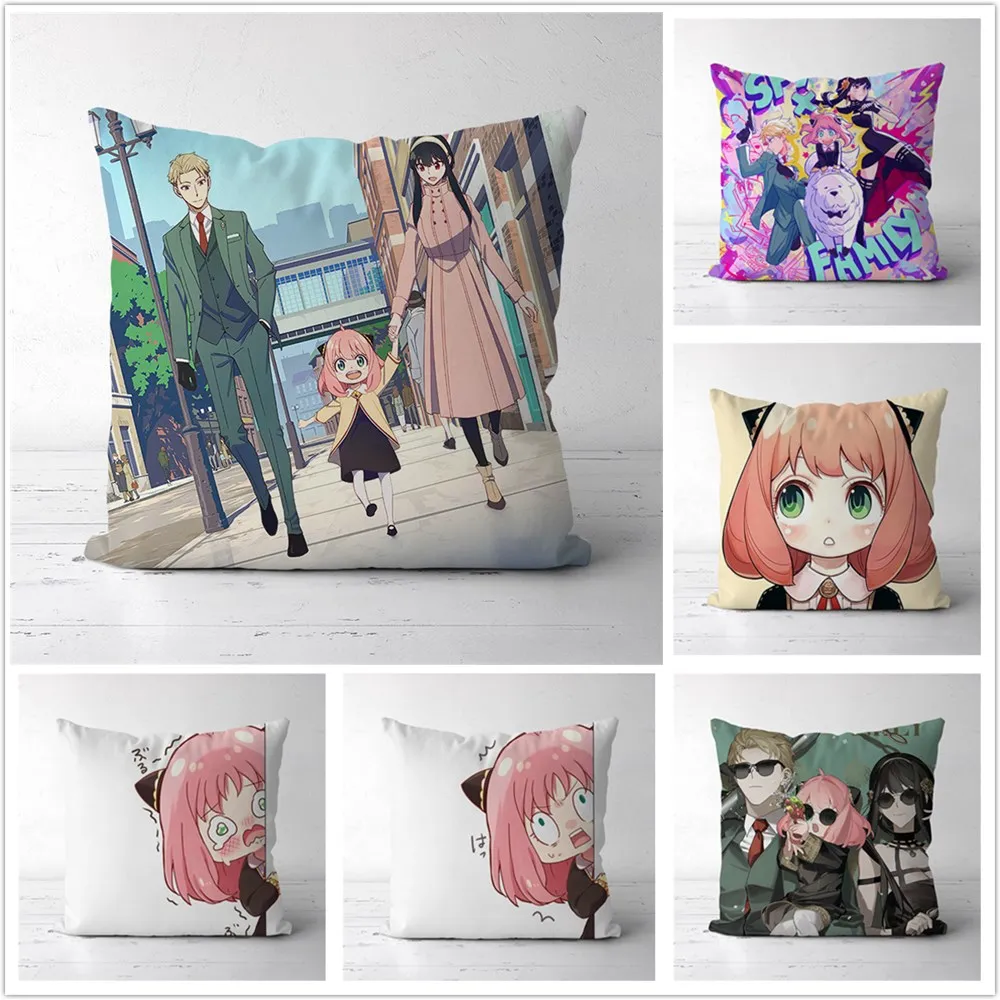

SpyxFamily Loid Anya Yor Forger Briar Two Sides Decor Pillow Cushion Case Cover