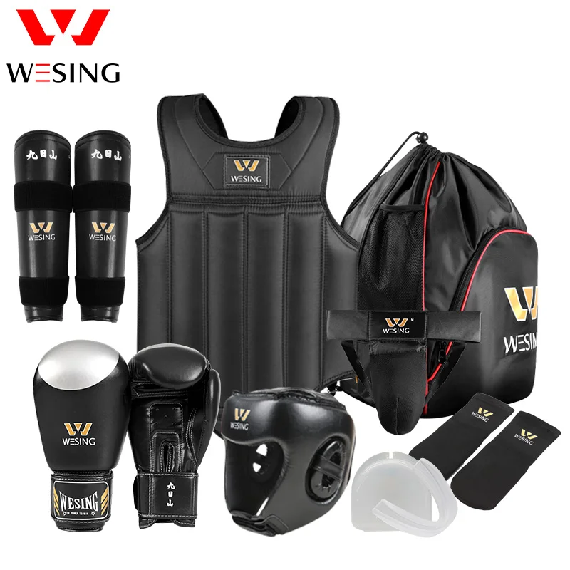 Фото Оборудование для боевых искусств Wesing, защитное снаряжение Wushu Sanda, Тренировочный Набор для соревнований с песком, 8 шт., бесплатная доставка №3