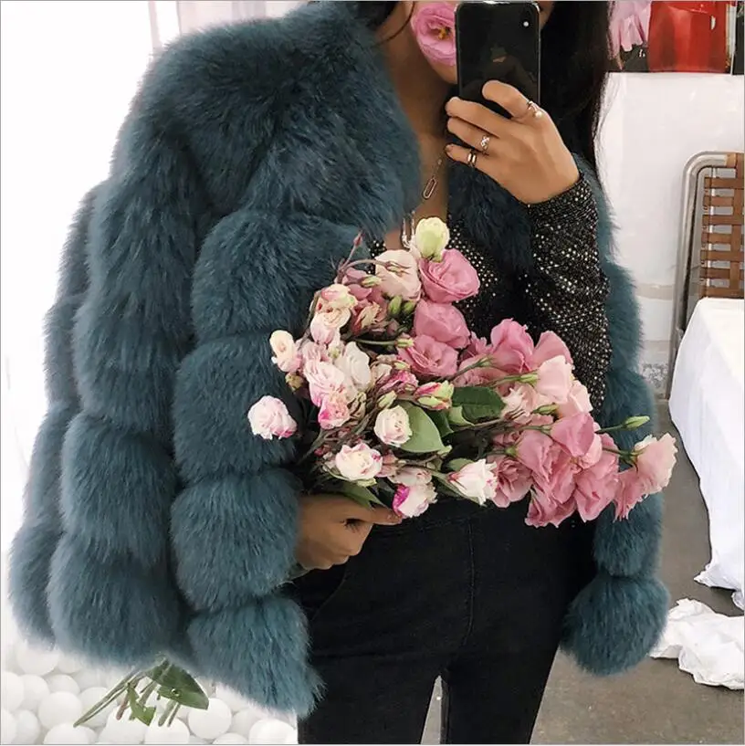 Winter warm Faux Fur Coat Women 2022 New Splicing Luxury Thicken Fox Fur Overcoat White Long Sleeve Plus Size Jackets XS-4XL