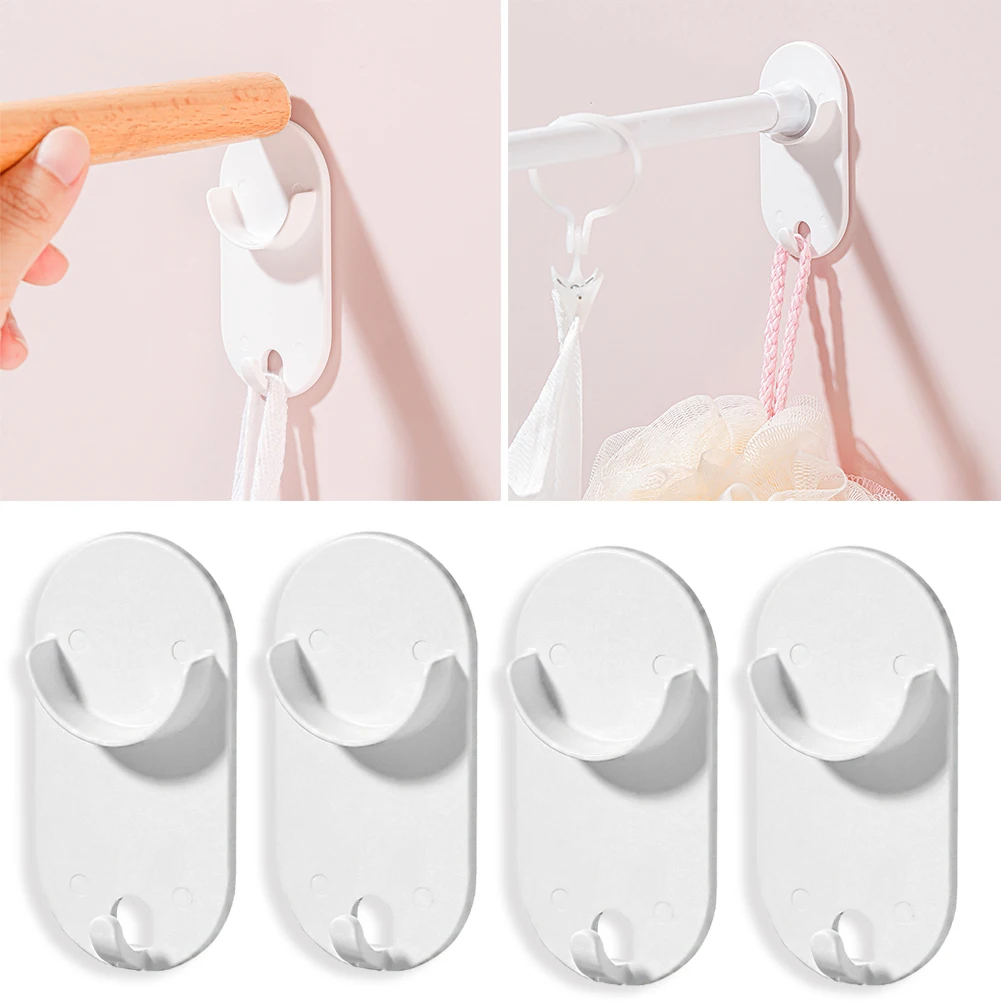

Strong Curtain Rod Bracket Holder Hooks For Wall Adhesive Bathroom Shower Rod Tension Retainer No Drilling Stick For Closet