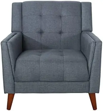 

Mid Century Modern Fabric Arm Chair, Dark Gray, Walnut