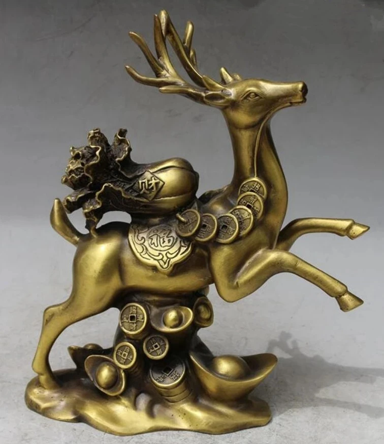 Chinese pure copper Sika deer statue