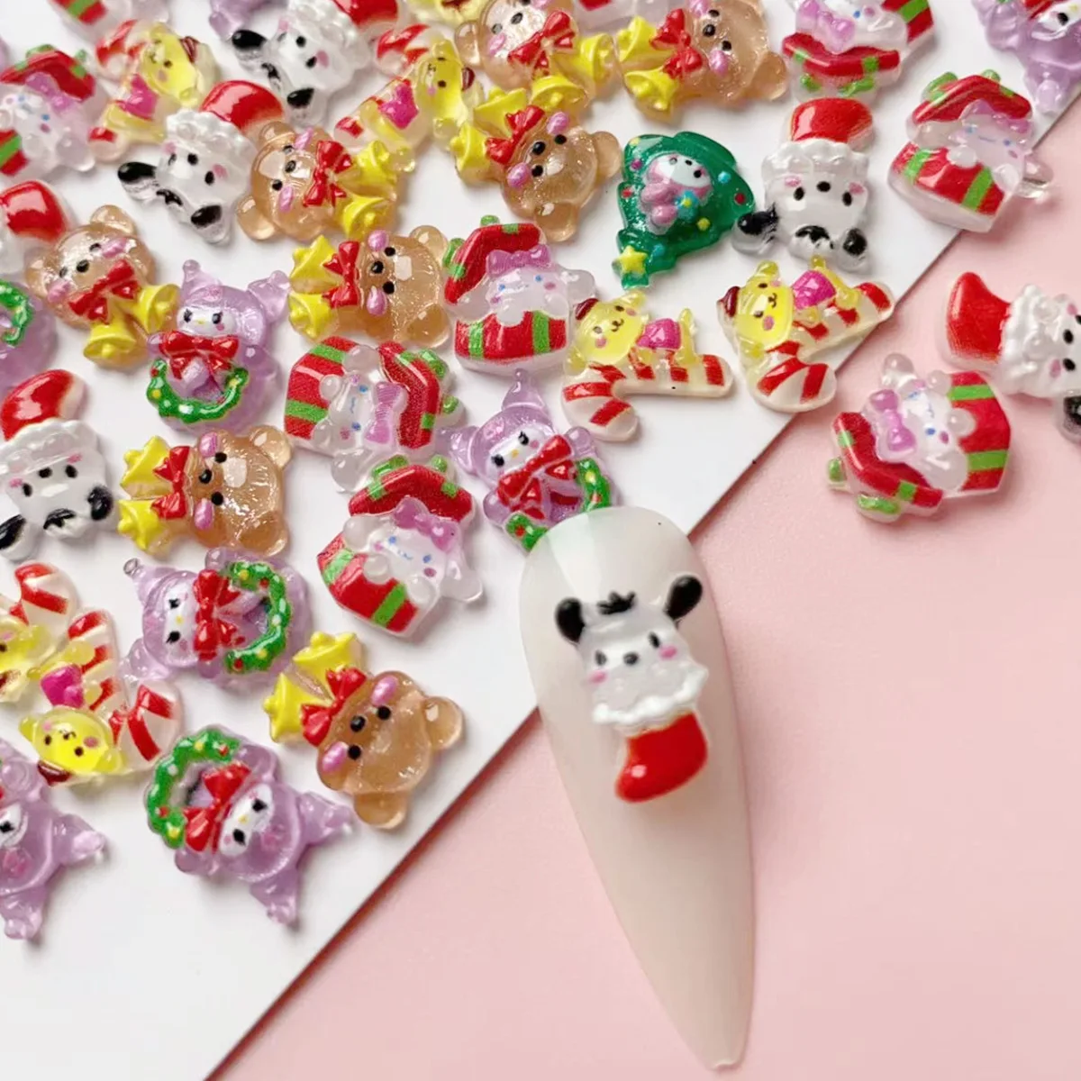 

Diy Christmas 100Pcs Sanrio Kuromi Nail Patch Accessories Cartoon Cinnamoroll Melody Nail Parts Jewelry Hair Clip Decoration Toy
