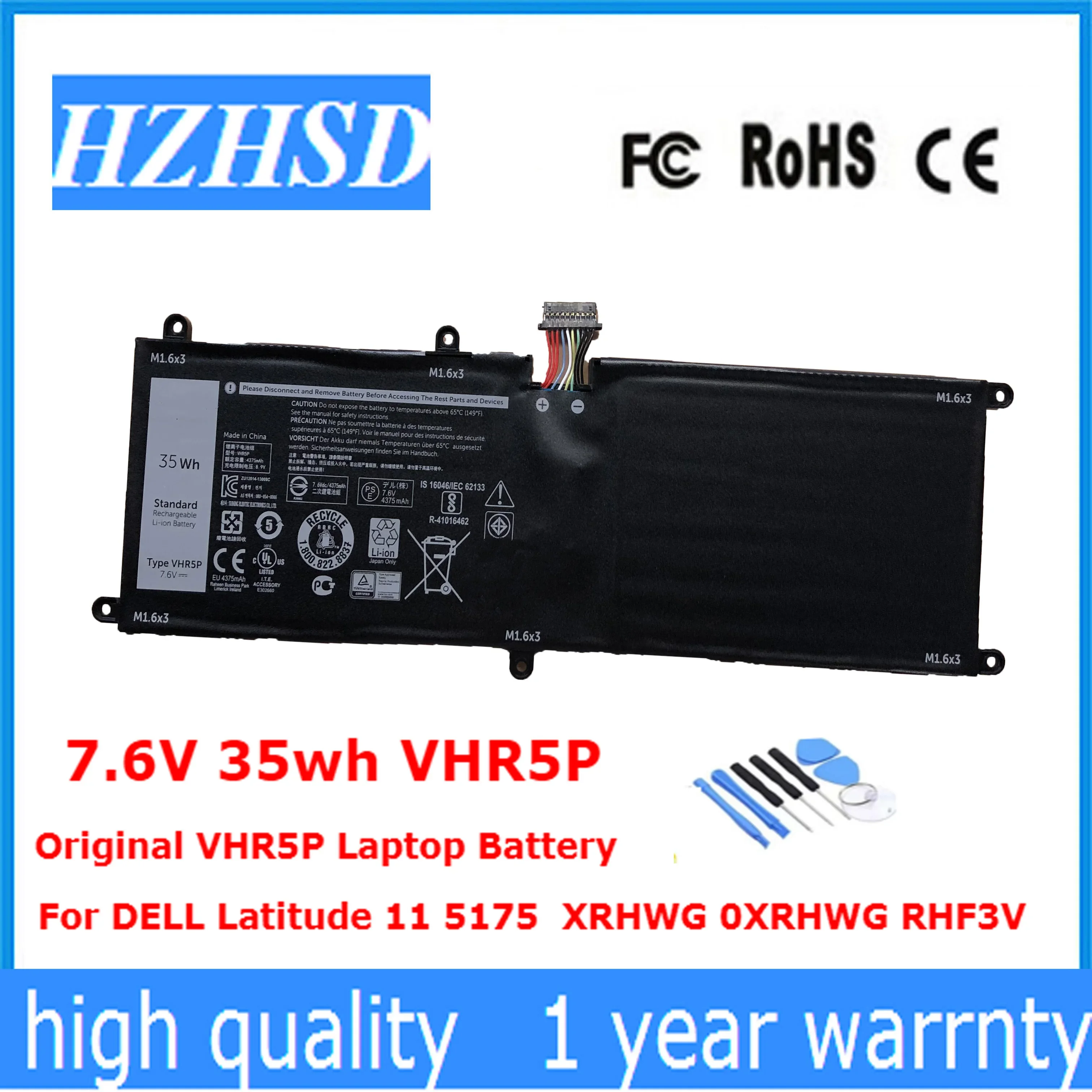 Оригинальный аккумулятор для ноутбука VHR5P 7 6 В 35 Втч DELL Latitude 11 5175 XRHWG 0XRHWG RHF3V