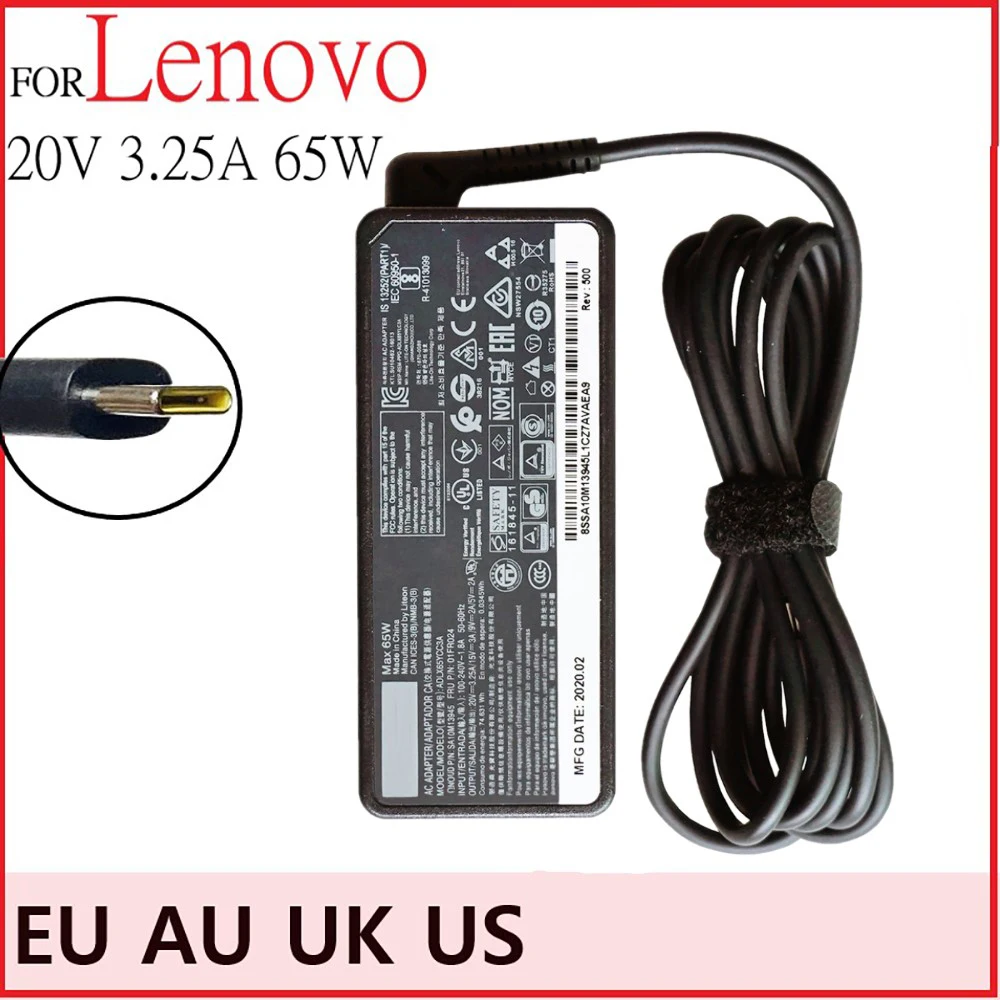 

Original 65W 20V 3.25A TypeC AC Adapter Laptop Charger for Lenovo ThinkPad X280 X380 X390 X395 L580 ADLX65YLC3A ADLX65YCC3D