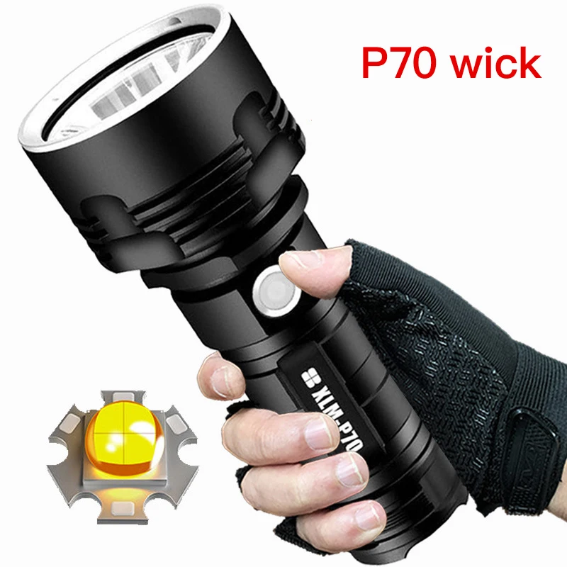 

P70 Strong Rechargeable Flashlight Super Bright Long Range LED Tactical Flashlight Camping Searchlight High-power Torch Light