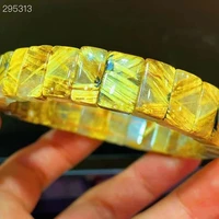 natural gold rutilated titanium quartz bangle 12 5x9x5 3mm bracelet brazil crystal woman men clear rectangle beads aaaaaa
