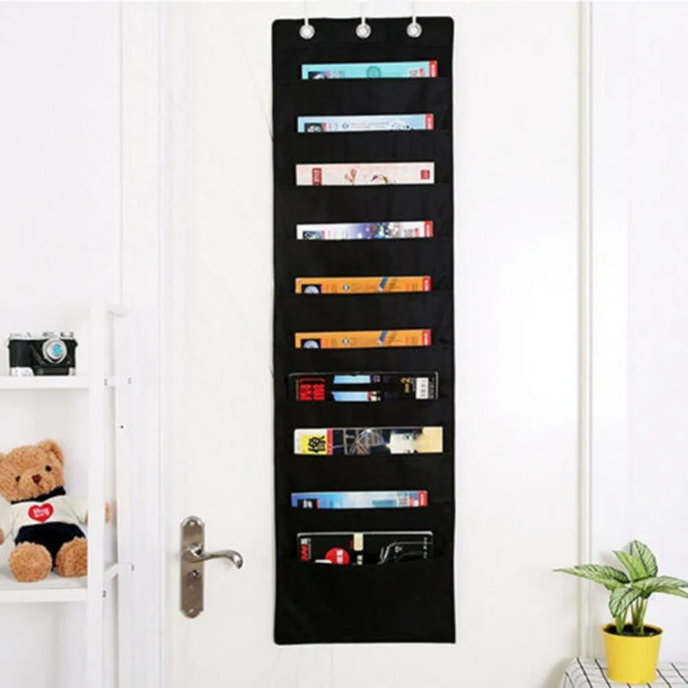 

10 Pockets Home Hanging File Folder Organizer School Office 3Hook Wall Mounted Closet Multi-role Hanging Bag Socks