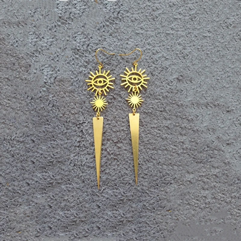 

New All-Seeing Eye Earrings Geometric Spike Pendant Earrings Party Women's Jewelry Accessories