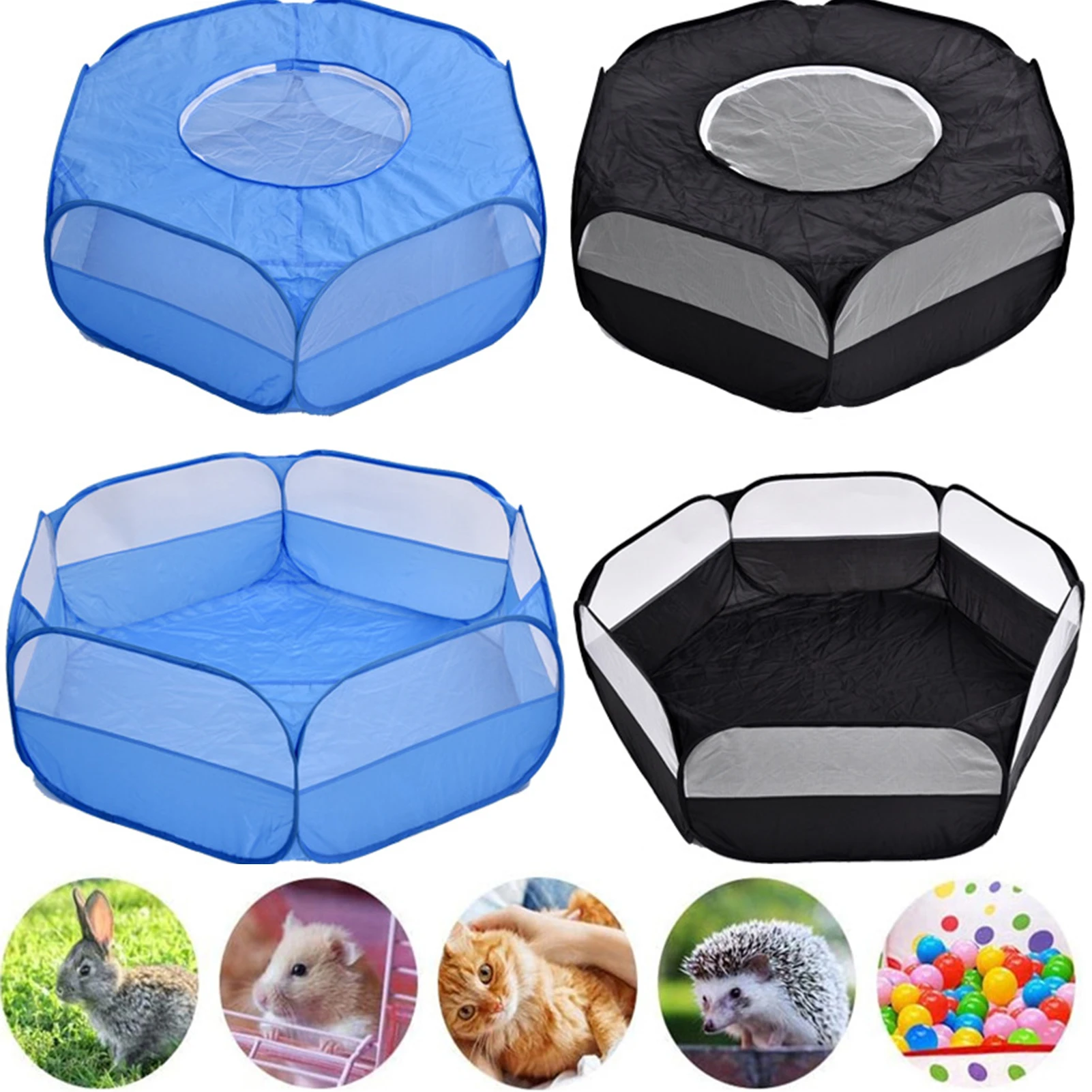 

Portable Small Pet Cage Folding Tent Pet Playpen Open Yard Fence For Dog Hamster Rabbit Guinea Pig Outdoor or Indoor Exercise