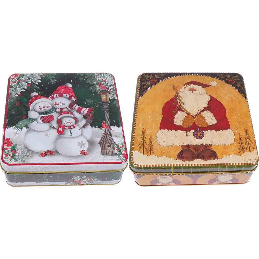 

Christmas Box Tin Cookie Gift Tins Tinplate Candy Boxeslidscontainers Storage Biscuit Square Givingmetal Empty Holiday Santa