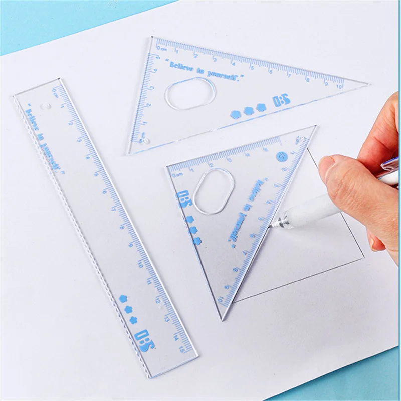 

New 8pcs/set Plastic Packaging Compasses Ruler Stationery Set Math Geometry Tools For Students To Draw School Office Supplies