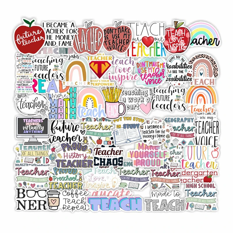 

50PCS Retro Inspirational Teacher's Day English Love Graffiti Car Sticker Notebook Helmet Refrigerator Sticker Wholesale