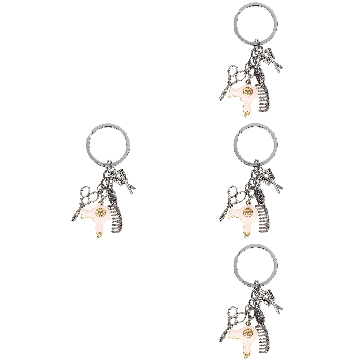 

4pcs Hairdressing Design Key Chain Bag Hanging Decoration Backpack Decoration